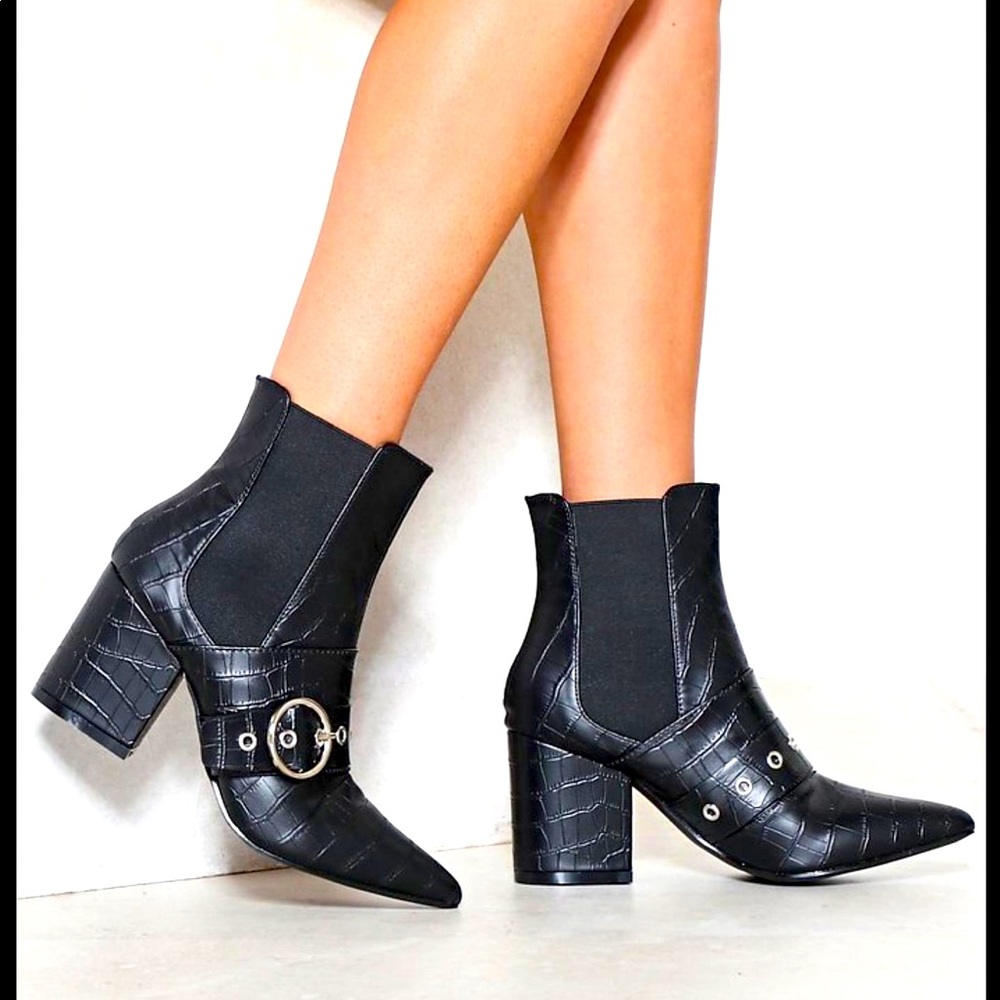 Nasty Gal Croc Ankle Boots